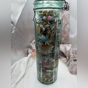 Huge Vintage Jewelry Lot  spaghetti Jar to the top.